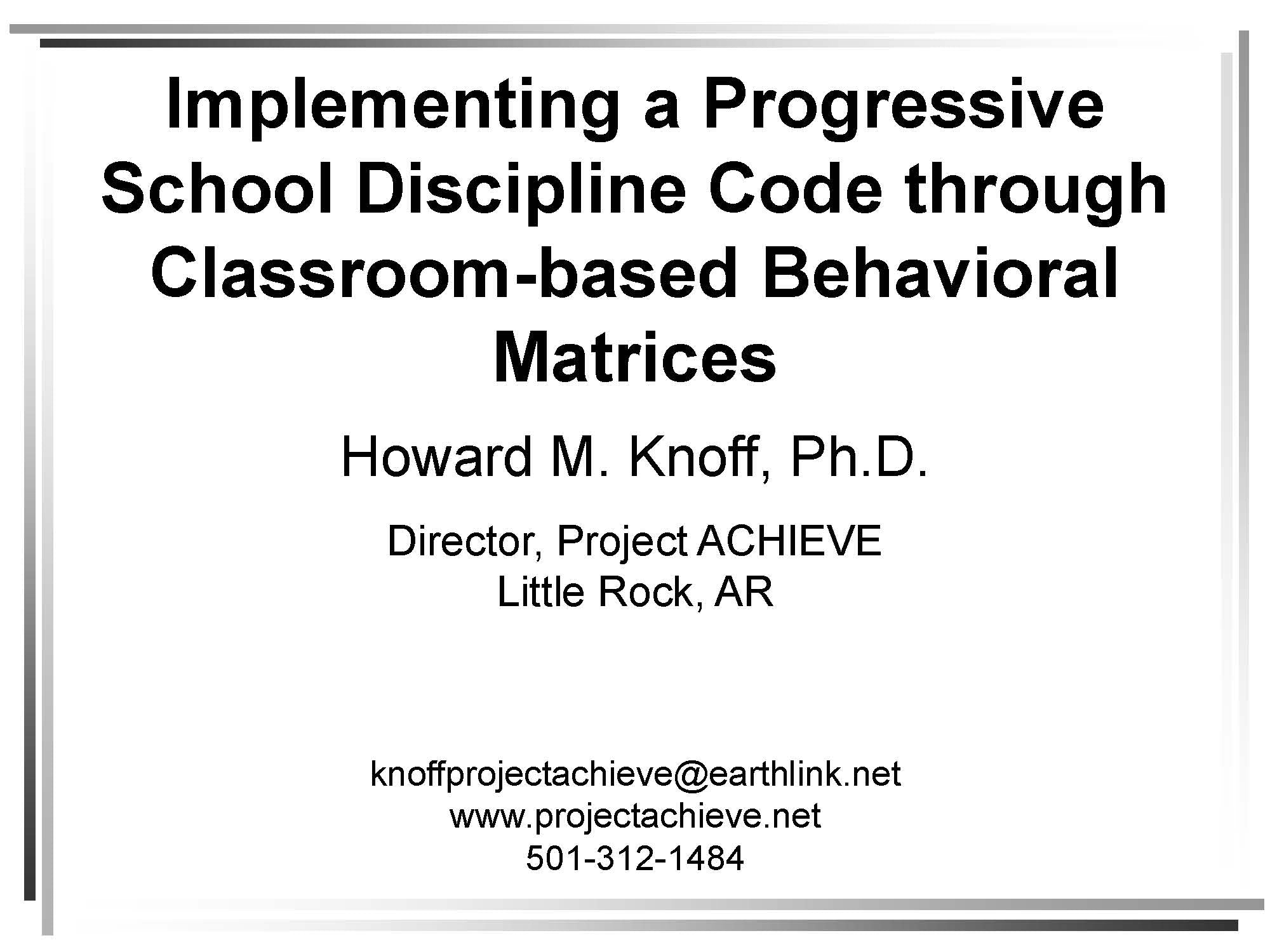 Developing School Discipline Codes that Work: Increasing Student